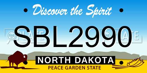 SBL2990 North Dakota License Plate