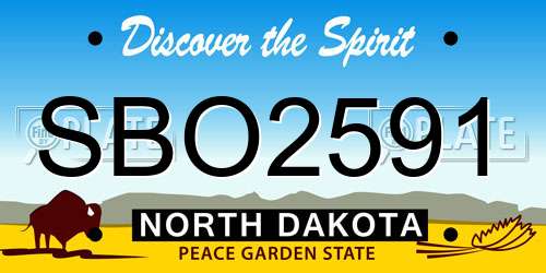 SBO2591 North Dakota License Plate