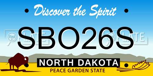 SBO26S North Dakota License Plate