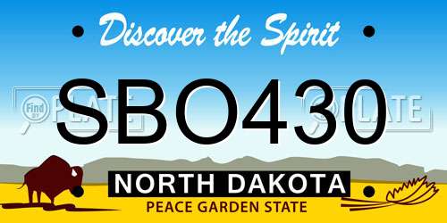 SBO430 North Dakota License Plate