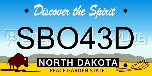 SBO43D North Dakota License Plate