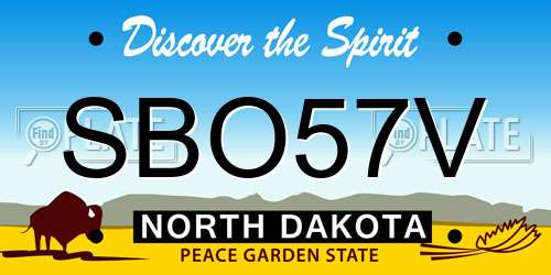 SBO57V North Dakota License Plate