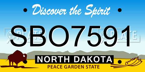 SBO7591 North Dakota License Plate