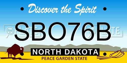 SBO76B North Dakota License Plate