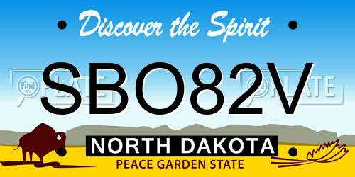 SBO82V North Dakota License Plate