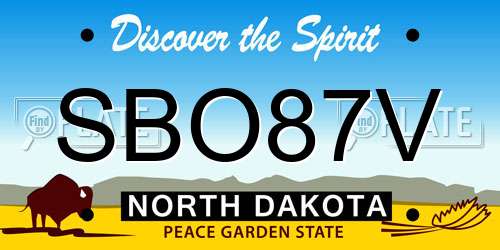 SBO87V North Dakota License Plate