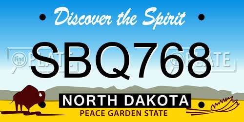 SBQ768 North Dakota License Plate