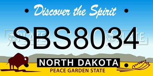 SBS8034 North Dakota License Plate