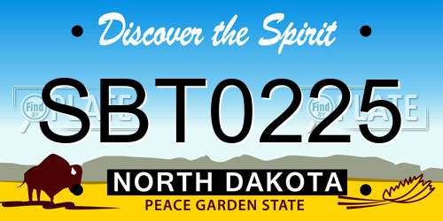 SBT0225 North Dakota License Plate