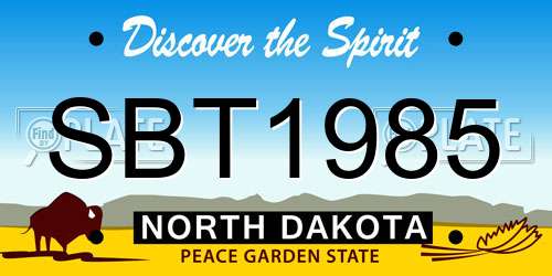 SBT1985 North Dakota License Plate