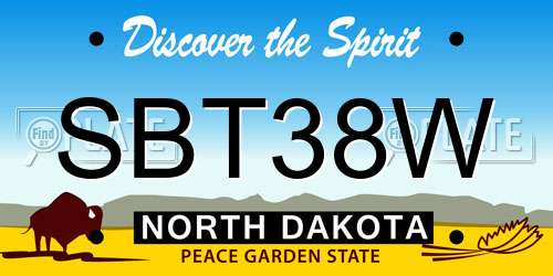 SBT38W North Dakota License Plate