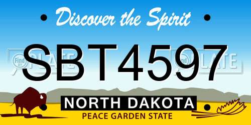 SBT4597 North Dakota License Plate