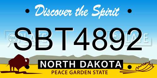 SBT4892 North Dakota License Plate