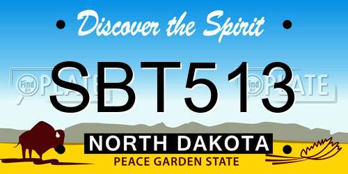 SBT513 North Dakota License Plate