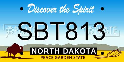 SBT813 North Dakota License Plate