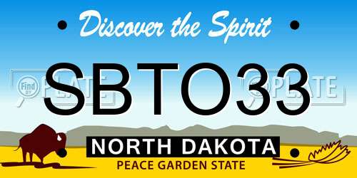 SBTO33 North Dakota License Plate