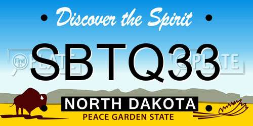 SBTQ33 North Dakota License Plate
