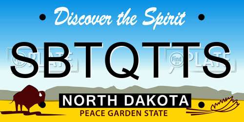 SBTQTTS North Dakota License Plate