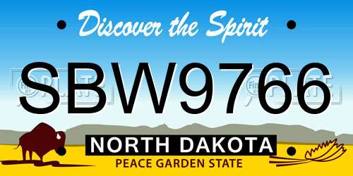 SBW9766 North Dakota License Plate