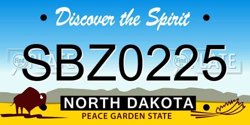 SBZ0225 North Dakota License Plate