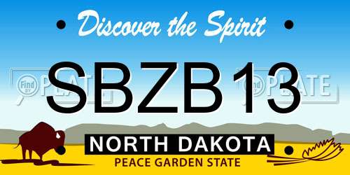 SBZB13 North Dakota License Plate