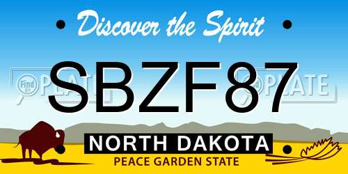 SBZF87 North Dakota License Plate