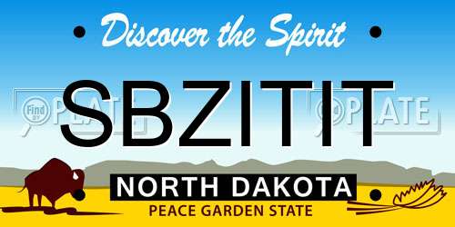 SBZITIT North Dakota License Plate