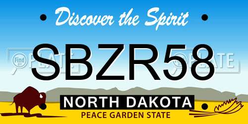 SBZR58 North Dakota License Plate