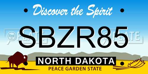 SBZR85 North Dakota License Plate