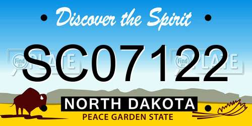 SC07122 North Dakota License Plate