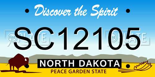 SC12105 North Dakota License Plate