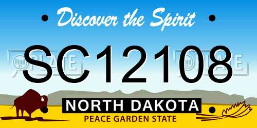 SC12108 North Dakota License Plate