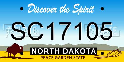 SC17105 North Dakota License Plate