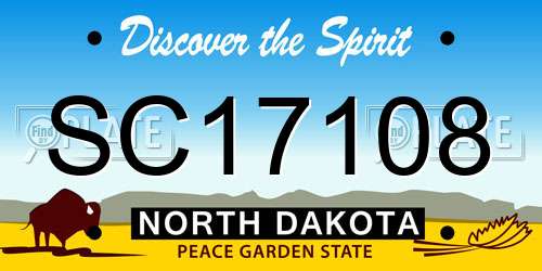 SC17108 North Dakota License Plate