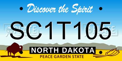SC1T105 North Dakota License Plate