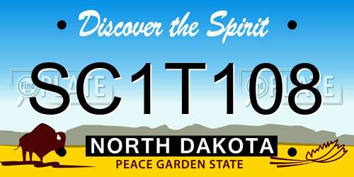 SC1T108 North Dakota License Plate