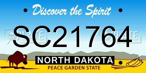 SC21764 North Dakota License Plate
