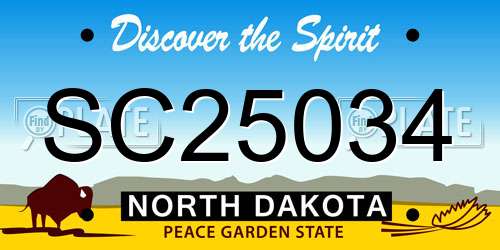 SC25034 North Dakota License Plate