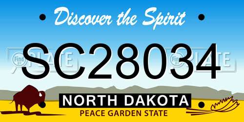 SC28034 North Dakota License Plate