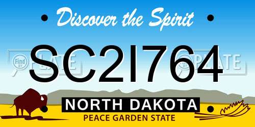 SC2I764 North Dakota License Plate