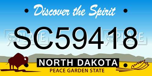 SC59418 North Dakota License Plate