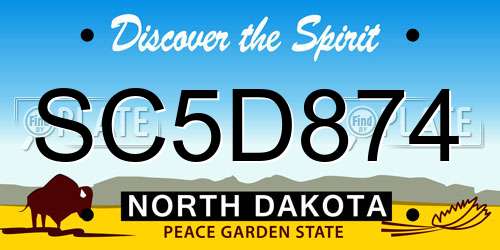 SC5D874 North Dakota License Plate