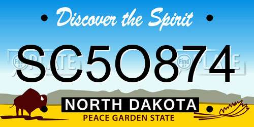 SC5O874 North Dakota License Plate