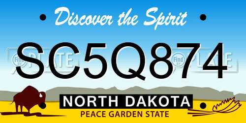 SC5Q874 North Dakota License Plate