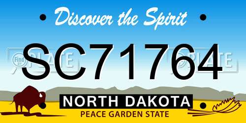 SC71764 North Dakota License Plate