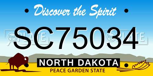 SC75034 North Dakota License Plate