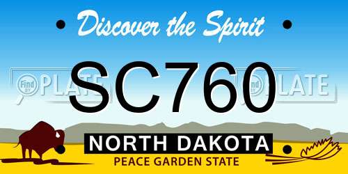 SC760 North Dakota License Plate