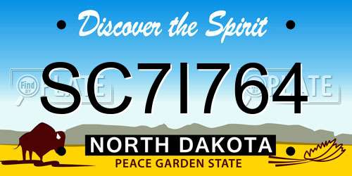 SC7I764 North Dakota License Plate