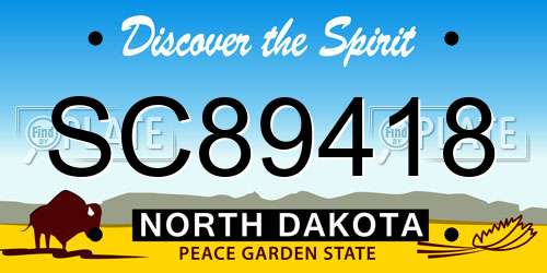 SC89418 North Dakota License Plate