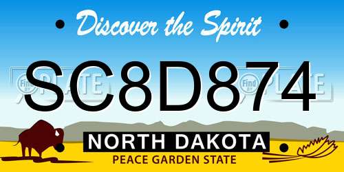 SC8D874 North Dakota License Plate